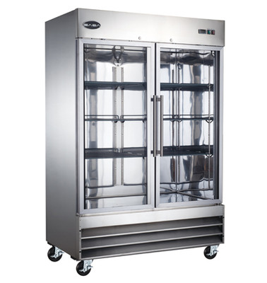 SABA S-47RG 47 Cu. Ft. Stainless Steel 2-Section Reach-In Refrigerator Merchandiser - 115 Volts