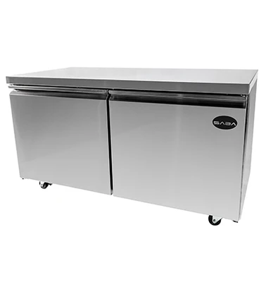 SABA SUC-60R 15 Cu. Ft. Stainless Steel Solid 2 Doors Under-Counter Refrigerator - 115 Volts