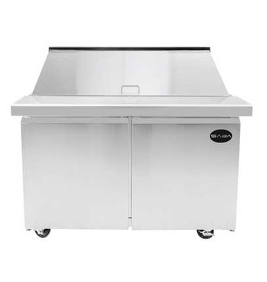 SABA SPS-60-24M 15 Cu. Ft. Stainless Steel 2-Section Mega-Top Sandwich or Salad Prep Table - 115 Volts
