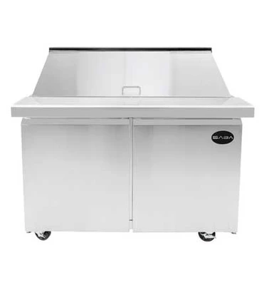 SABA SPS-60-24M 15 Cu. Ft. Stainless Steel 2-Section Mega-Top Sandwich or Salad Prep Table - 115 Volts