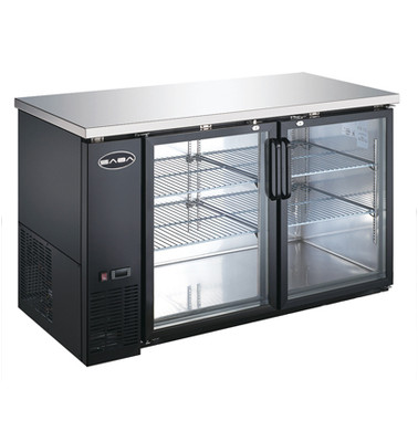 SABA SBB-27-58G 58.88" W Black Stainless Steel Glass Door Back Bar Cooler - 115 Volts
