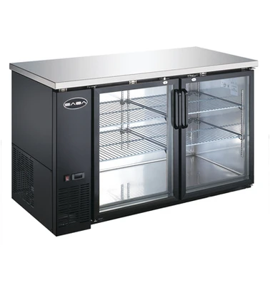 SABA SBB-27-58G 58.88" W Black Stainless Steel Glass Door Back Bar Cooler - 115 Volts