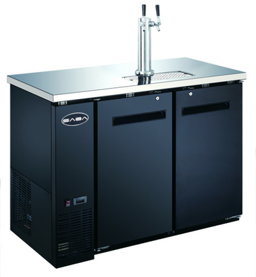 SABA SDD-24-48 48.8" W Black Exterior Flat Top 2 Sections Direct Draw Beer Dispenser - 115 Volts
