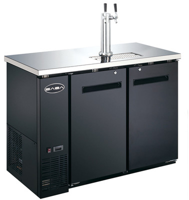 SABA SDD-24-48 48.8" W Black Exterior Flat Top 2 Sections Direct Draw Beer Dispenser - 115 Volts