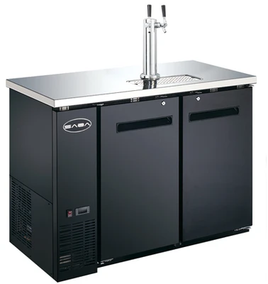 SABA SDD-24-48 48.8" W Black Exterior Flat Top 2 Sections Direct Draw Beer Dispenser - 115 Volts