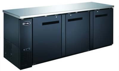SABA SBB-27-90B 90.38" W Black Stainless Steel Solid Door Back Bar Cooler - 115 Volts