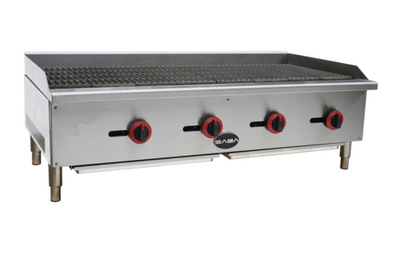 SABA CB-48-NG 48" W Stainless Steel Countertop Natural Gas Radiant Charbroiler - 60,000 BTU