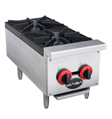 SABA HP-2 12" W Stainless Steel Gas Manual Countertop Hotplate - 50,000 BTU