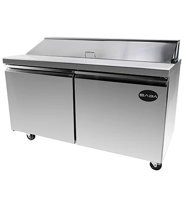 SABA SPS-60-16 15 Cu. Ft. Stainless Steel 2-Section Sandwich or Salad Prep Table - 115 Volts