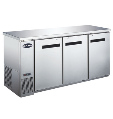 SABA SBB-24-72SS 72.75" W Stainless Steel Solid Door Back Bar Cooler - 115 Volts