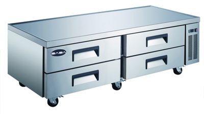 SABA SCB-72 72.38" W Stainless Steel 4 Drawers Chef Base Drawer Refrigerator - 115 Volts