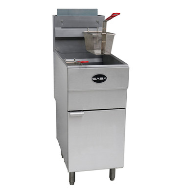 SABA GF45P 45 Lbs. Stainless Steel Liquid Propane Gas Floor Model Tube Fryer - 120,000 BTU