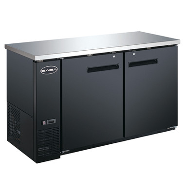 SABA SBB-27-58B 58.88" W Black Stainless Steel Solid Door Back Bar Cooler - 115 Volts