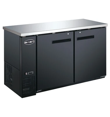 SABA SBB-27-58B 58.88" W Black Stainless Steel Solid Door Back Bar Cooler - 115 Volts