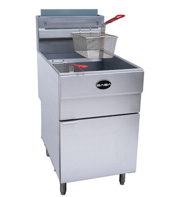 SABA GF85P 75 Lbs. Stainless Steel Tube Type Liquid Propane Gas Floor Model Value Series Fryer - 150,000 BTU