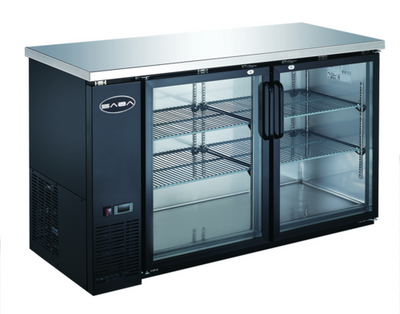 SABA SBB-24-60G 60.75" W Black Stainless Steel Glass Door Back Bar Cooler - 115 Volts