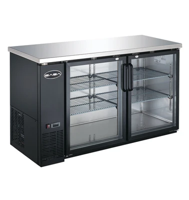 SABA SBB-24-60G 60.75" W Black Stainless Steel Glass Door Back Bar Cooler - 115 Volts