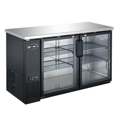 SABA SBB-24-60G 60.75" W Black Stainless Steel Glass Door Back Bar Cooler - 115 Volts