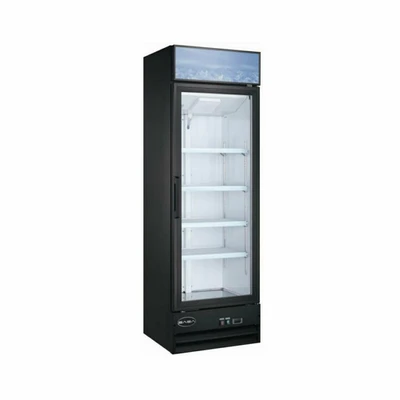 SABA SM-13R 14 Cu. Ft. Black Coated Steel 1-Section Reach-In Refrigerator Merchandiser - 115 Volts