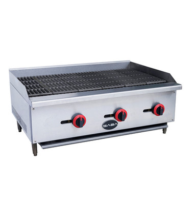 SABA CB-36-NG 36" W Stainless Steel Countertop Liquid Propane Radiant Charbroiler - 60,000 BTU