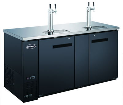 SABA SDD-27-69 69.13" W Black Exterior Flat Top 2 Sections Draft Beer Dispenser - 115 Volts