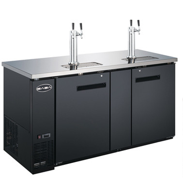 SABA SDD-27-69 69.13" W Black Exterior Flat Top 2 Sections Draft Beer Dispenser - 115 Volts