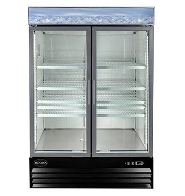 SABA SM-45F 51.13" W Black Hinged Doors 2 Sections Freezer Merchandiser - 230-240 Volts