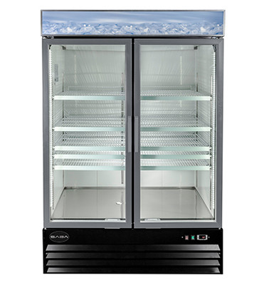 SABA SM-45F 51.13" W Black Hinged Doors 2 Sections Freezer Merchandiser - 230-240 Volts