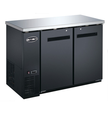 SABA SBB-24-48B 48.88" W Black Stainless Steel Two-Section Back Bar Cooler - 115 Volts