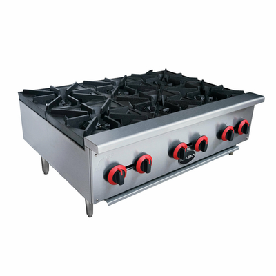 SABA HP-6 36" W Stainless Steel Gas Manual Countertop Hotplate - 150,000 BTU