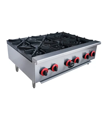 SABA HP-6 36" W Stainless Steel Gas Manual Countertop Hotplate - 150,000 BTU