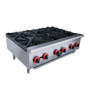 SABA HP-6 36" W Stainless Steel Gas Manual Countertop Hotplate - 150,000 BTU