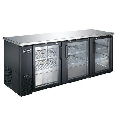 SABA SBB-27-90G 90.38" W Black Stainless Steel Glass Door Back Bar Cooler - 115 Volts