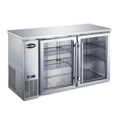 SABA SBB-24-60GSS 60.75" W Stainless Steel Glass Door Back Bar Cooler - 115 Volts