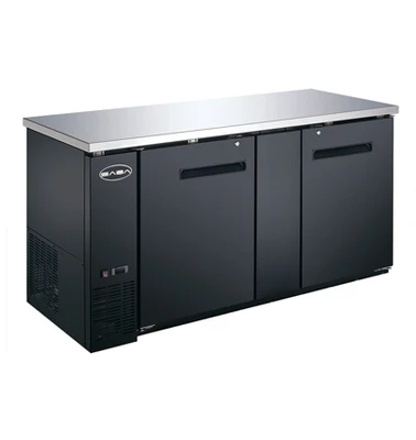 SABA SBB-27-69B 90.38" W Black Stainless Steel Solid Door Back Bar Cooler - 115 Volts
