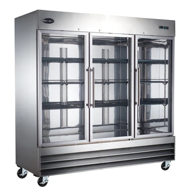 SABA S-72RG 72 Cu. Ft. Stainless Steel 3-Section Reach-In Refrigerator Merchandiser - 115 Volts