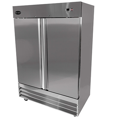 SABA S-47F 47 Cu. Ft. Stainless Steel (2) Full-Height Solid Doors Two-Section Reach-In Freezer - 115 Volts