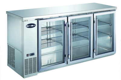 SABA SBB-24-72GSS 72.75" W Stainless Steel Glass Door Back Bar Cooler - 115 Volts