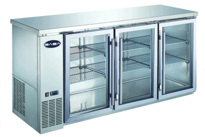 SABA SBB-24-72GSS 72.75" W Stainless Steel Glass Door Back Bar Cooler - 115 Volts