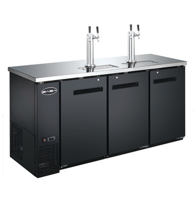 SABA SDD-24-72 72.75" W Black Exterior Flat Top 3 Sections Direct Draw Beer Dispenser - 115 Volts