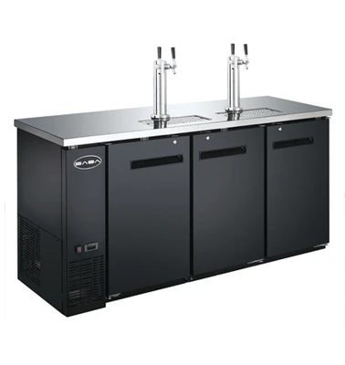 SABA SDD-24-72 72.75" W Black Exterior Flat Top 3 Sections Direct Draw Beer Dispenser - 115 Volts
