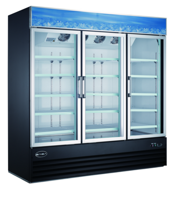 SABA SM-72R 63 Cu. Ft. Black Coated Steel 3-Section Reach-In Refrigerator Merchandiser - 115 Volts