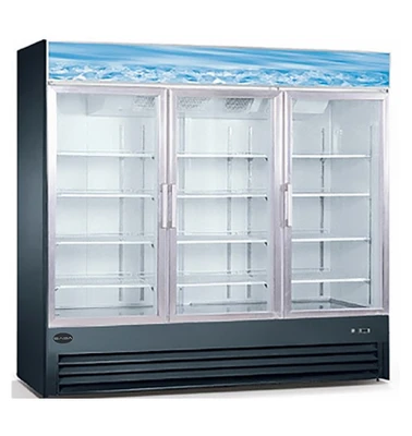 SABA SM-72R 63 Cu. Ft. Black Coated Steel 3-Section Reach-In Refrigerator Merchandiser - 115 Volts