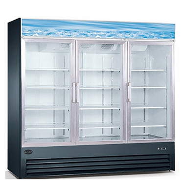 SABA SM-72R 63 Cu. Ft. Black Coated Steel 3-Section Reach-In Refrigerator Merchandiser - 115 Volts