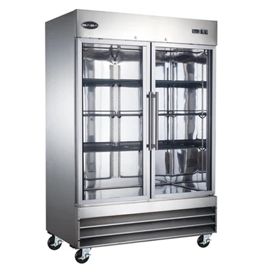 SABA S-47FG 54" W Stainless Steel Hinged Doors 2 Sections Freezer Merchandiser - 115 Volts
