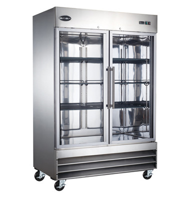 SABA S-47FG 54" W Stainless Steel Hinged Doors 2 Sections Freezer Merchandiser - 115 Volts