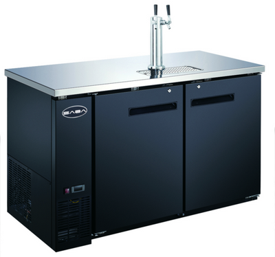 SABA SDD-27-58 58.88" W Black Exterior Flat Top 2 Sections Draft Beer Dispenser - 115 Volts