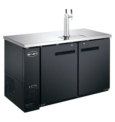 SABA SDD-27-58 58.88" W Black Exterior Flat Top 2 Sections Draft Beer Dispenser - 115 Volts