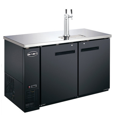SABA SDD-27-58 58.88" W Black Exterior Flat Top 2 Sections Draft Beer Dispenser - 115 Volts