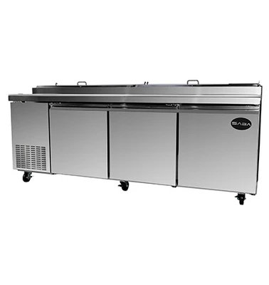 SABA SPP-91-12 24.2 Cu. Ft. Stainless Steel 3-Section Pizza Prep Table - 115 Volts